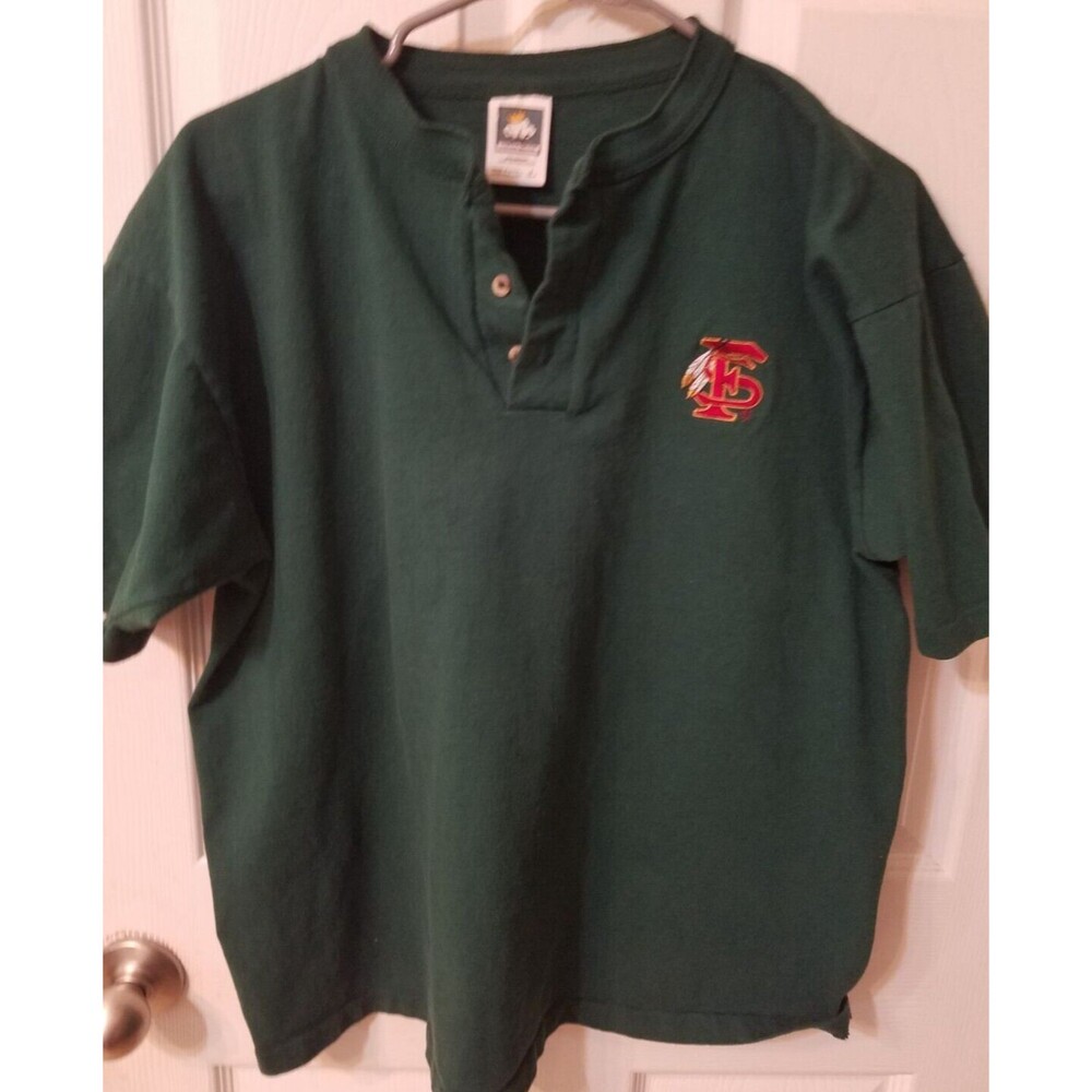 Mens Florida State University Embroided Logo Green 3-button Shirt Size Large